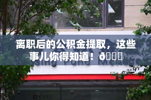 全椒离职后的公积金提取，这些事儿你得知道！😎