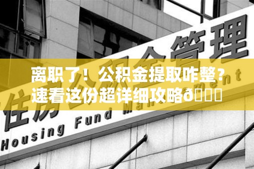 全椒离职了！公积金提取咋整？速看这份超详细攻略😎